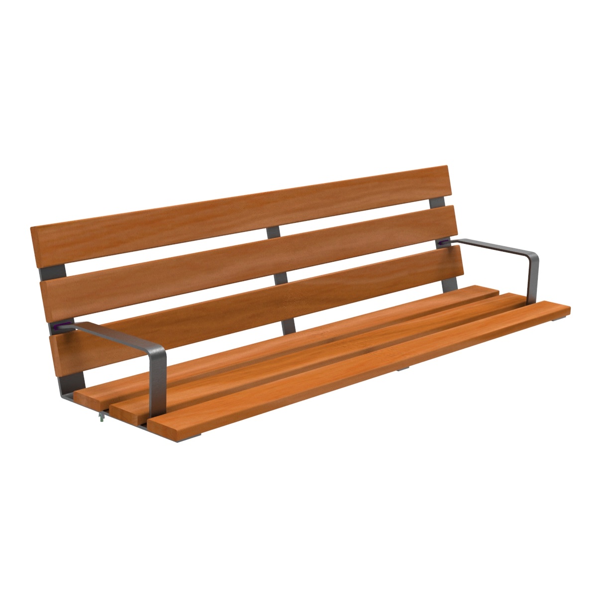 Montserrat bench with steel supports and tropical wood