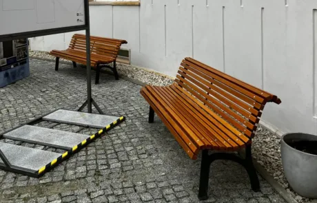 Wooden slatted benches, Warsaw