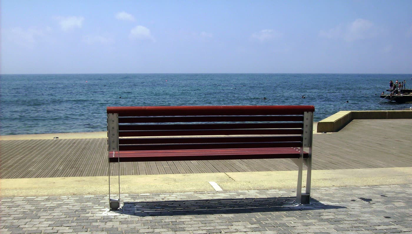 Benches in the port of Paphos, Cyprus
