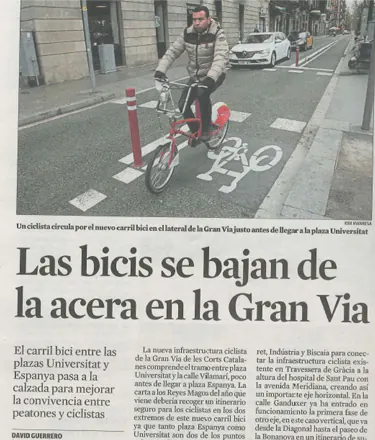 Grup Fabregas colabora en la creación del carril bici de la Gran Vía de Barcelona
