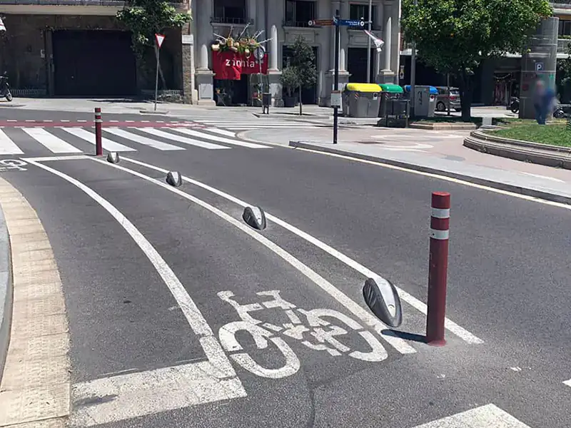 Bike track separators in Barcelona